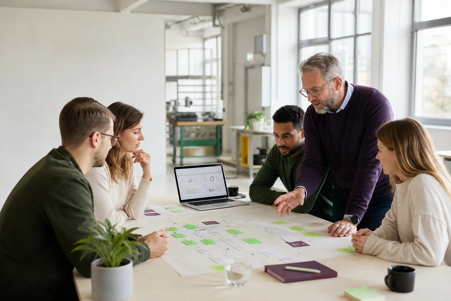 Team entwickelt gemeinsam mit einem Coach die Prozesse für eine Odoo-Migration